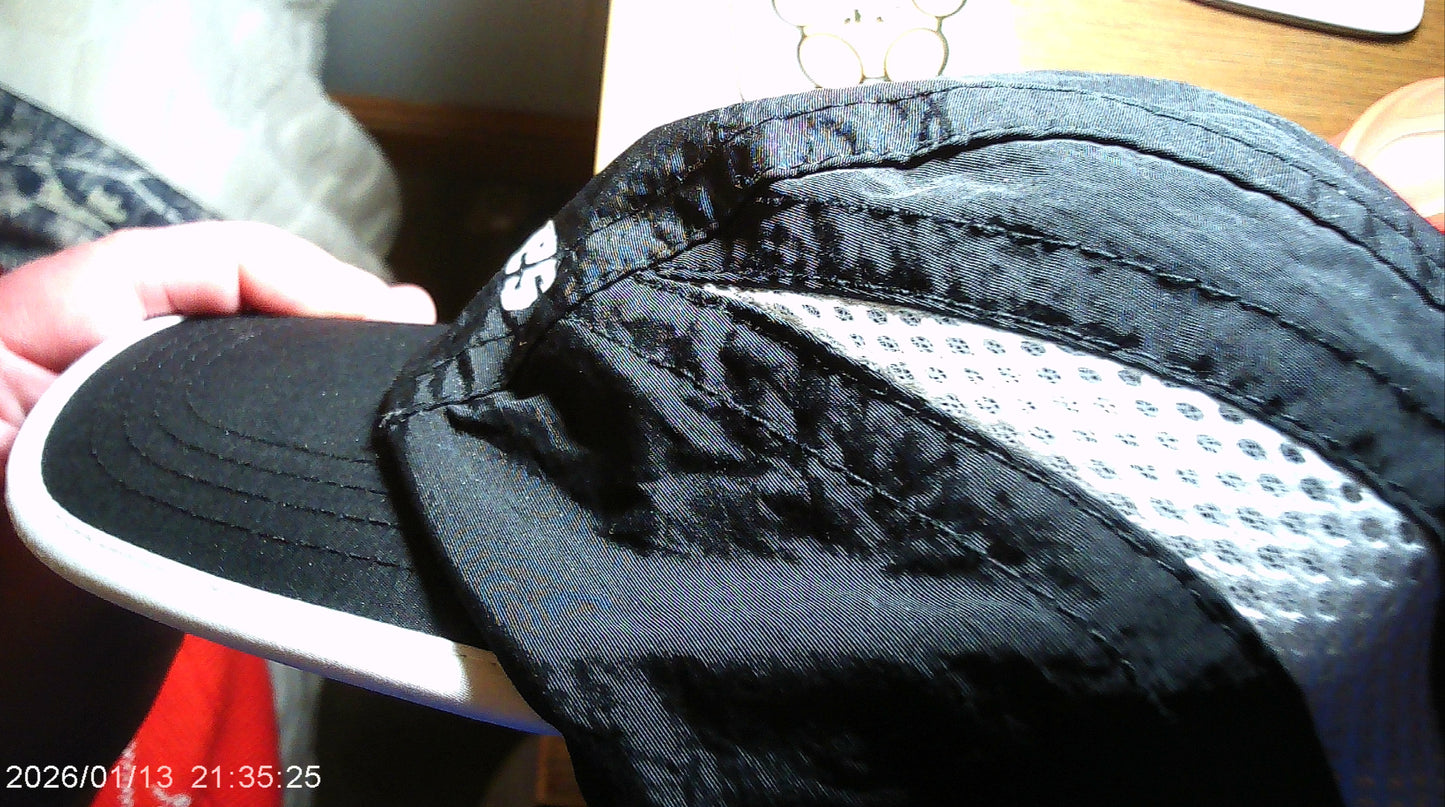 SPLF/ 5P Sport side-mesh Camp Hat/ Pour Les Femmes TEMU logo/ ELASTIC STRAP/ BLACK