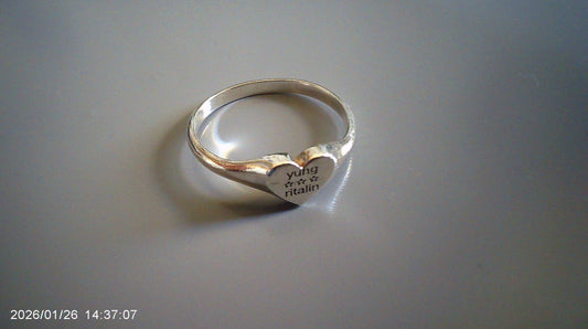 YUNG RITALIN/ YR 3-STAR Heart silver signet RING/ .925