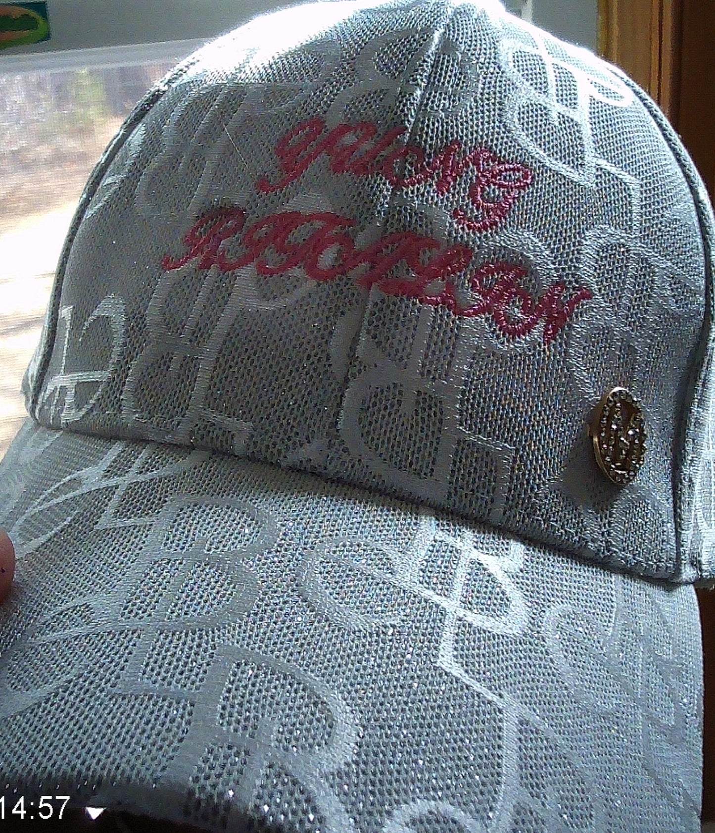 Yung Ritalin/ Monogramed 'B.E.'/Script Logo/Crystal Applique/6P Hat/ WHITE